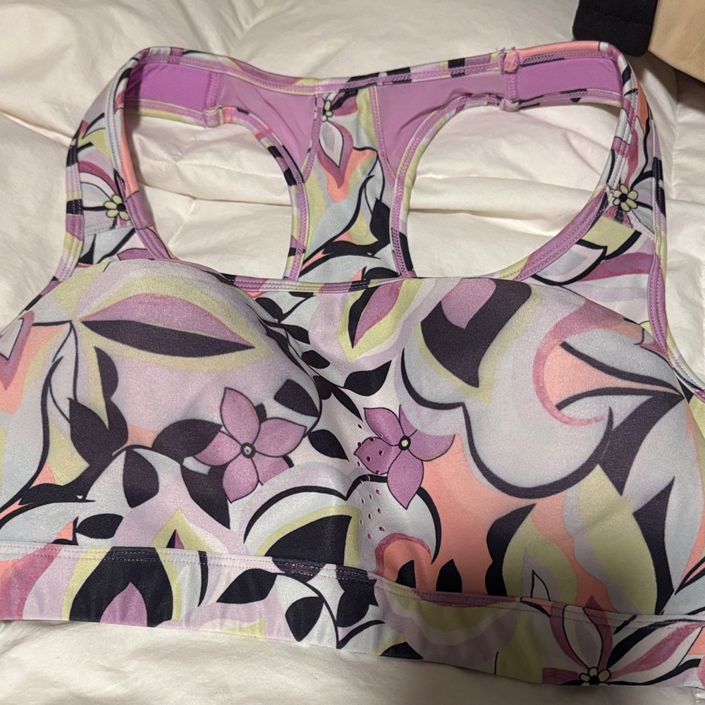 Avia Floral Sports Bra - Pink and Black